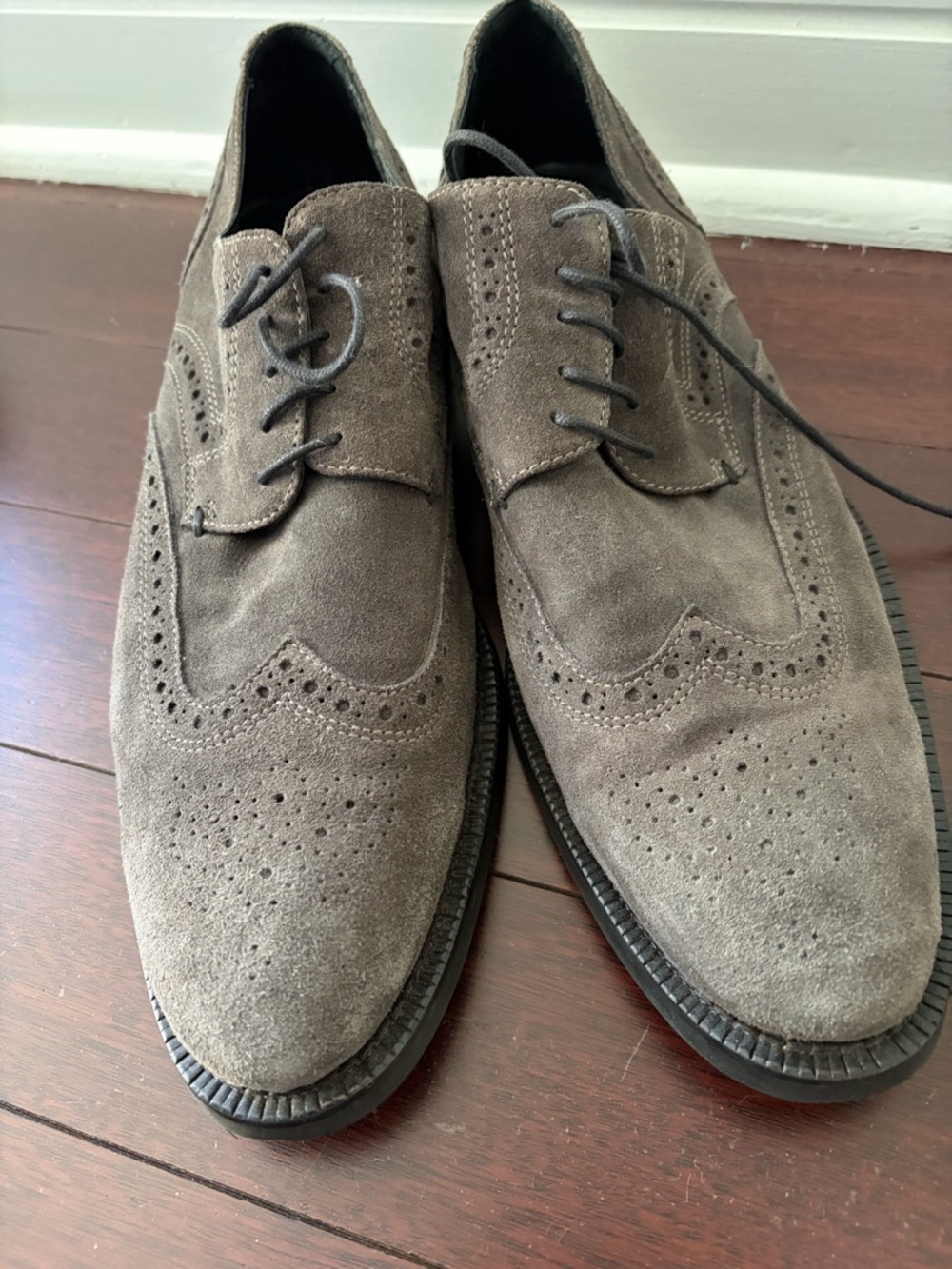 Bugatchi Men's Suede Brogue Derbys - Gray